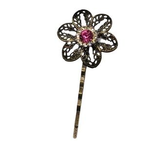 Hot pink  Rhinestone Crystal Bobby pin Antique fashion accessories